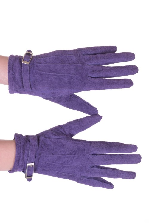 Βιολετί καστόρινα γάντια από φυσικό δέρμα 8.00 EUR
