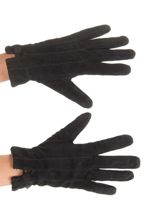 Μαύρα γυναικεία καστόρινα γάντια από φυσικό δέρμα 8.00 EUR