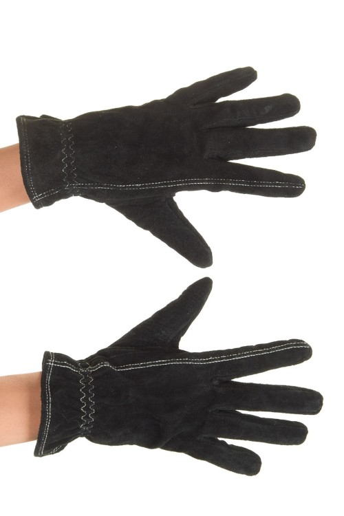Μαύρα καστόρινα γάντια από φυσικό δέρμα 8.00 EUR