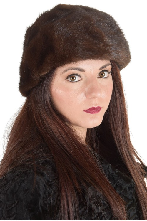 Σκούρο καφέ γυναικείο καπέλο από φυσική γούνα 16.00 EUR