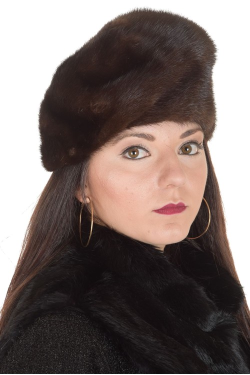 Σκούρο καφέ γυναικείο καπέλο από φυσική γούνα 16.00 EUR