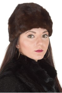 Σκούρο καφέ γυναικείο καπέλο από φυσική γούνα