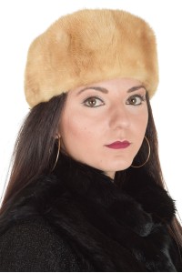 Μπέζ γυναικείο καπέλο από φυσική γούνα