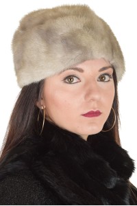 Γκρί γυναικείο καπέλο από φυσική γούνα