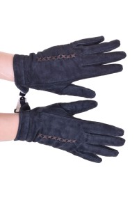 Σκούρα ες μπλε γυναικεία καστόρινα γάντια από φυσικό δέρμα