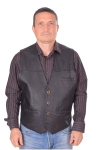 Μαύρο δερμάτινο γιλέκο