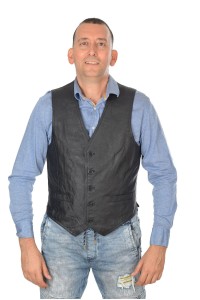 Μαύρο ανδρικό γιλέκο από φυσικό δέρμα