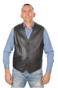 Μαύρο ανδρικό γιλέκο από φυσικό δέρμα