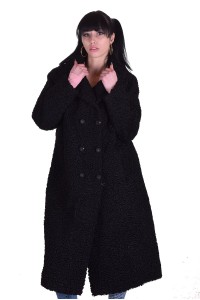 Στιλάτο μαύρο παλτό από φυσική γούνα