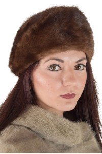 Ανοιχτό καφέ γυναικείο καπέλο από φυσική γούνα