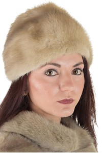 Γκρί γυναικείο καπέλο από φυσική γούνα