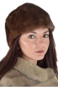 Ανοιχτό καφέ γυναικείο καπέλο από φυσική γούνα
