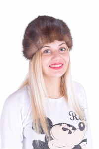 Καφέ γυναικείο καπέλο από φυσική γούνα