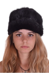 Μαύρο καπέλο από φυσική γούνα