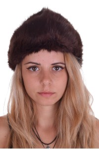 Καφέ καπέλο από φυσική γούνα