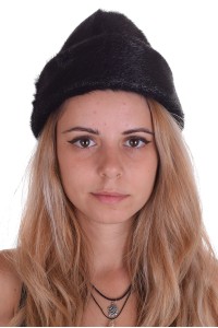Σκούρο καφέ καπέλο από φυσική γούνα