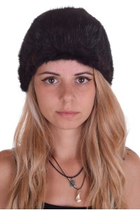 Σκούρο καφέ καπέλο από φυσική γούνα