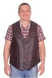 Σκούρο κόκκινο δερμάτινο γιλέκο