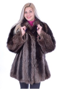 Πουπουλένιο παλτό από φυσική γούνα