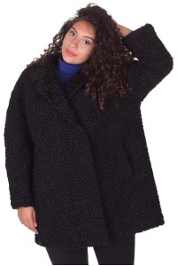 Μαύρο παλτό από φυσική γούνα