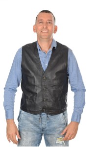 Μαύρο ανδρικό γιλέκο από φυσικό δέρμα