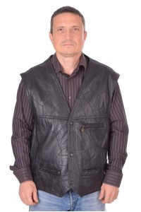 Μαύρο δερμάτινο γιλέκο