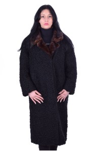 Αριστο μαύρο παλτό από φυσική γούνα