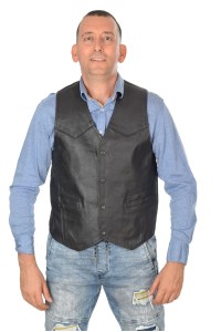 Μαύρο ανδρικό γιλέκο από φυσικό δέρμα