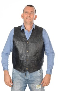 Μαύρο ανδρικό γιλέκο από φυσικό δέρμα