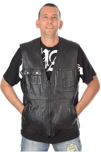 Μαύρο ανδρικό γιλέκο από φυσικό δέρμα