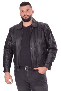 Δερμάτινο μπουφάν με σπαστά μανίκια