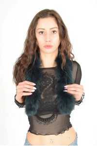 Σκούρος πράσινος περιλαίμιο από αλεπού